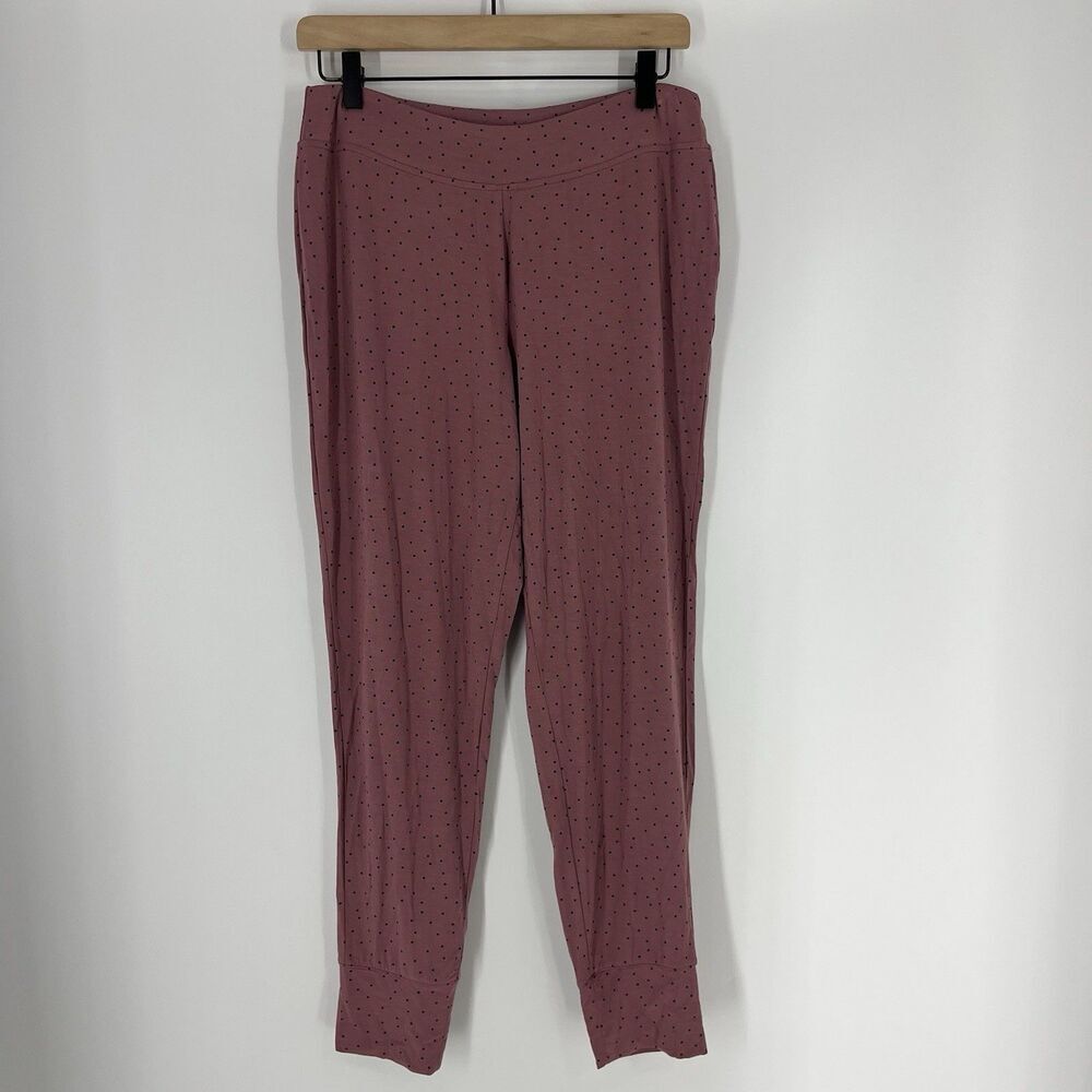 Soma Pajama Pants Size Medium Womens Pink Navy Polka Dot Cool Nights Jogger PJs